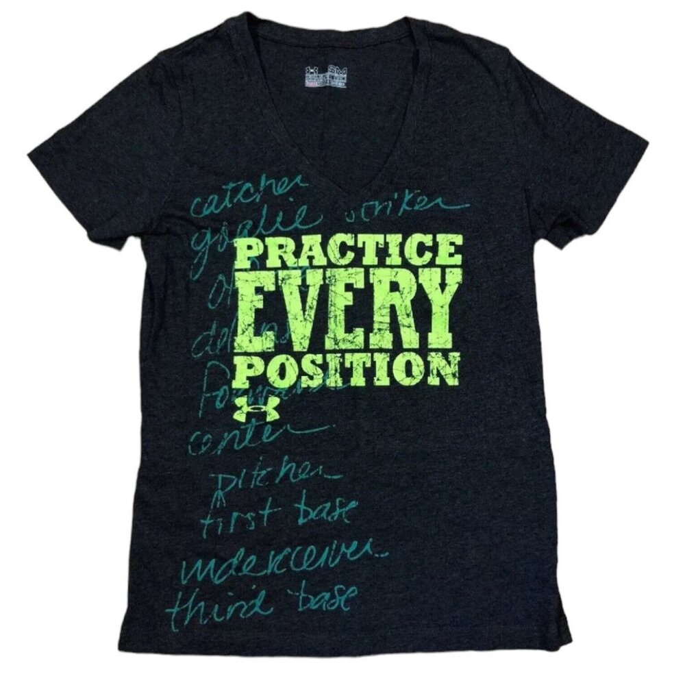 UNDER ARMOUR Shirt Womens Small Semi Fitted Gray Practice Every‎ Position